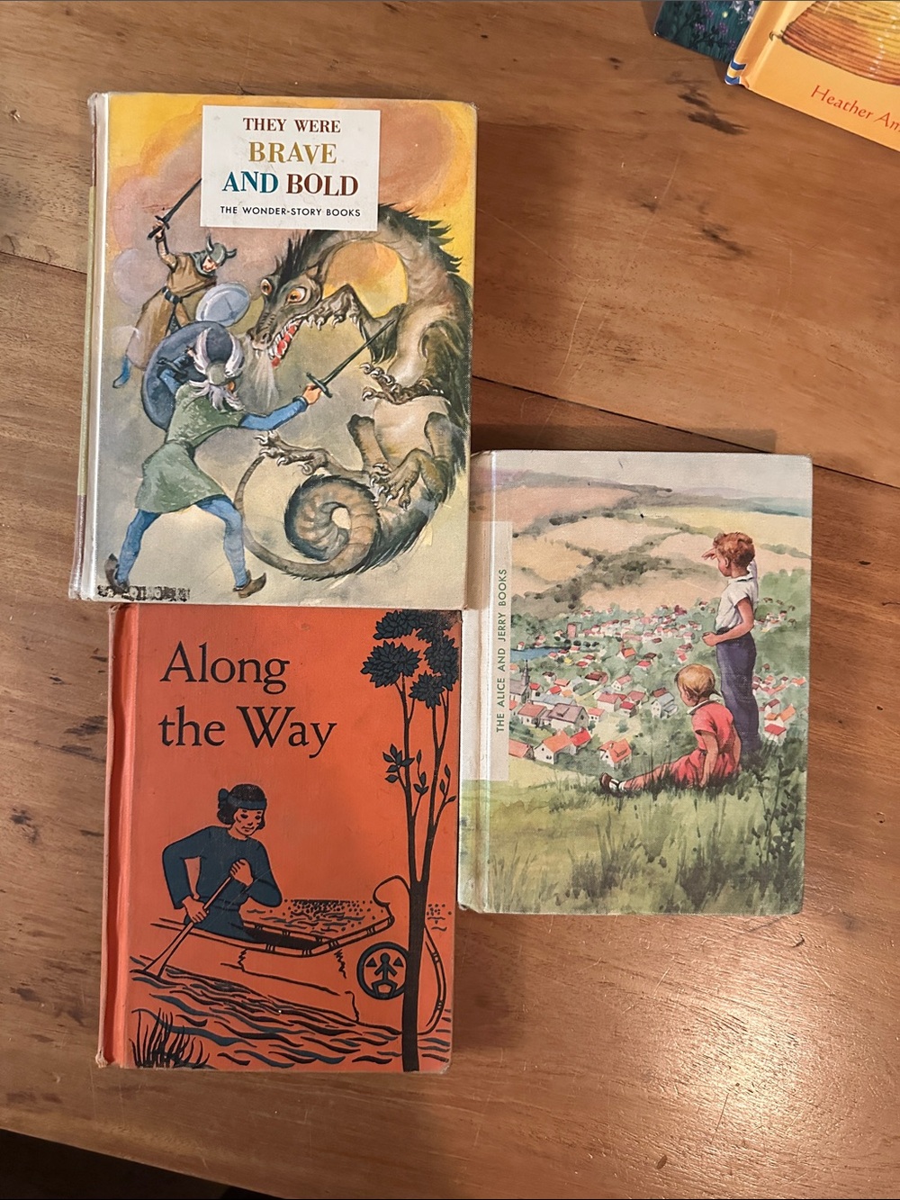 3 vintage kids school reading story books